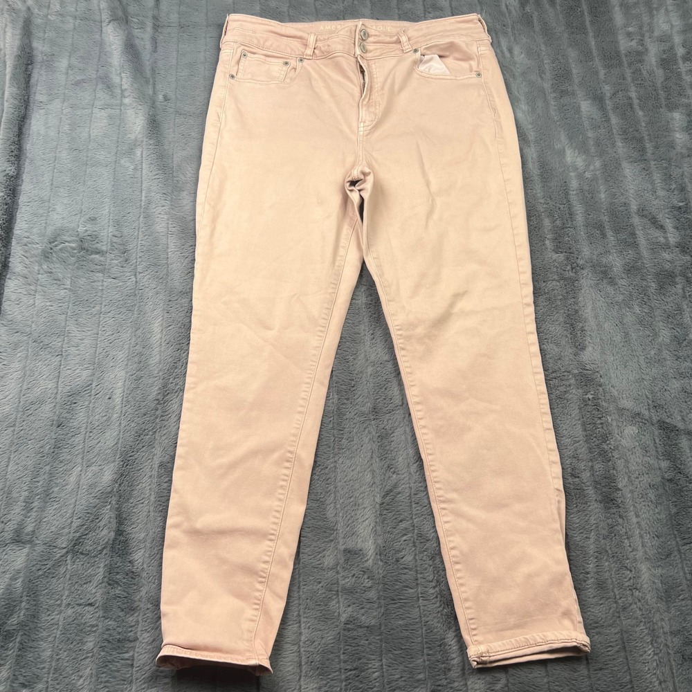 American Eagle Hi-Rise Legging Jeans Pink Next Level Stretch Size 16 Regular